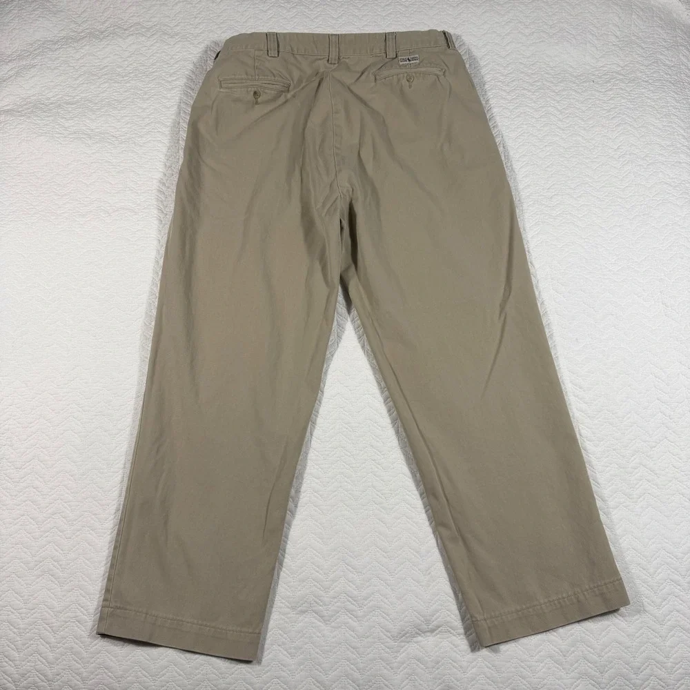 Vtg Polo Ralph Lauren Philip Pant Khaki Chino Flat Front Mens 38x31 (Fits 36x29)